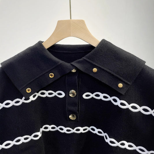 Women's French Style Winter Sailor Collar Woolen Sweaters