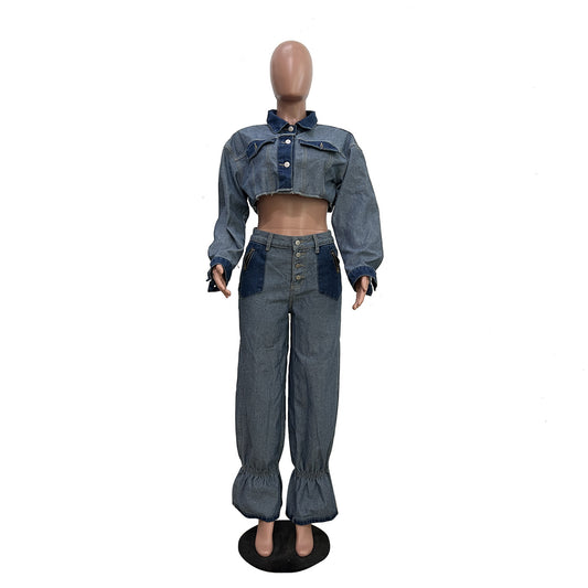 Women's Unique Charming Casual Multicolor Denim Suits