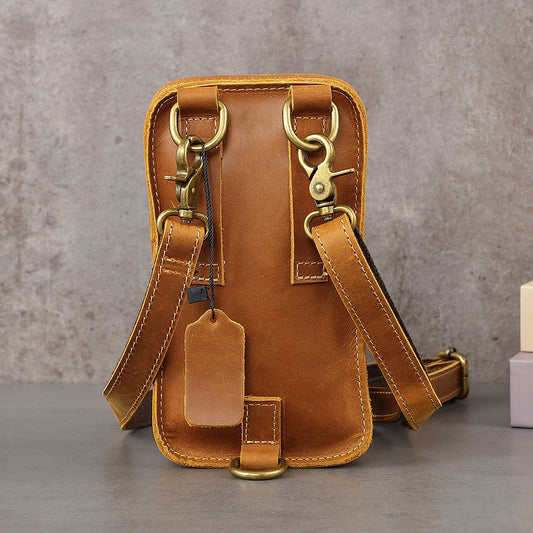 Men's Crazy Horse Leather Vintage For Mini Men's Messenger Bags