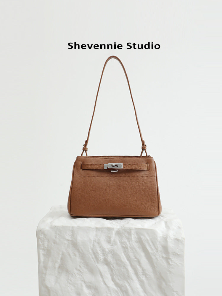 Women's Autumn First Layer Cowhide Simple Commute Armpit Bags