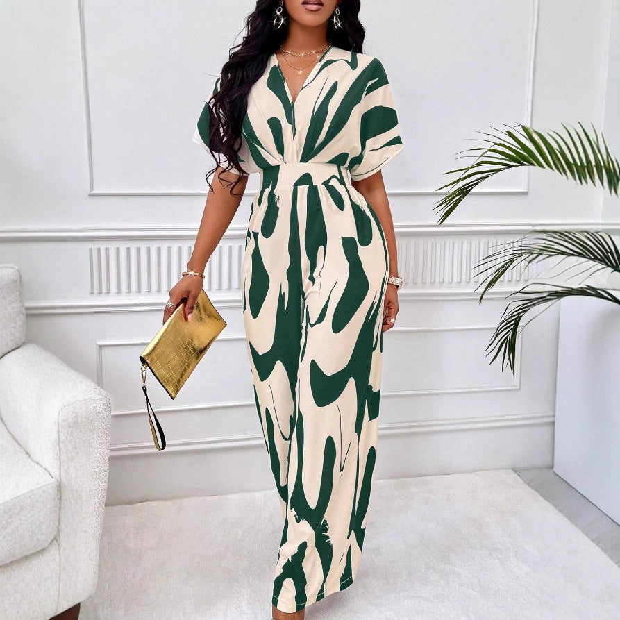 Graceful Durable Women's Sleeve Printed Fashion Jumpsuits