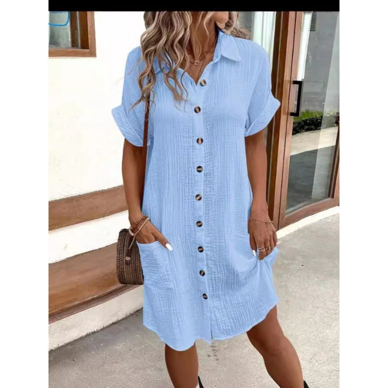 Women's Casual Solid Color Single-breasted Mid-length Sleeve Clothing