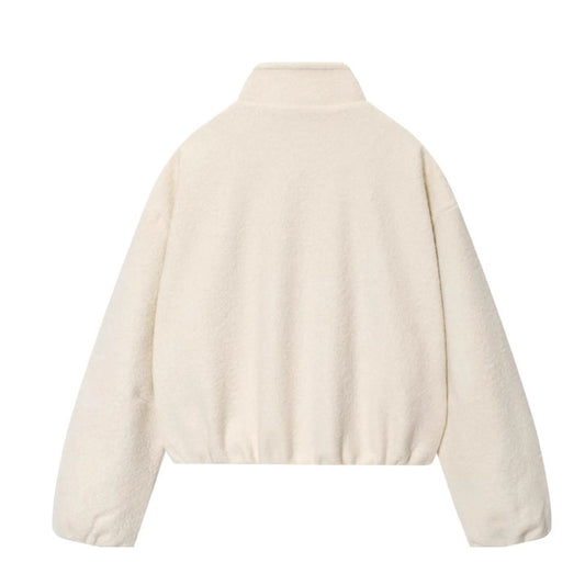 Women's Solid Color Loose Stand Collar Beaded Jackets