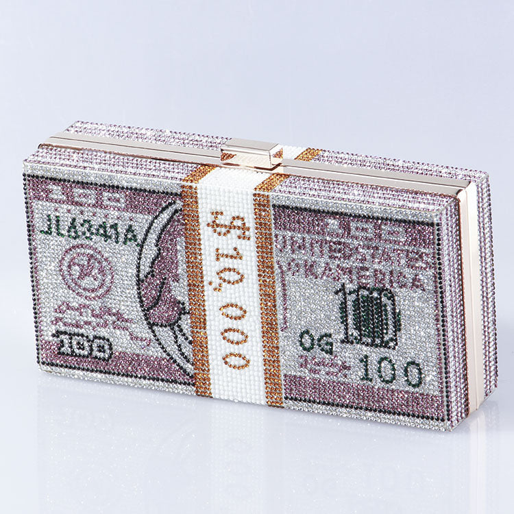 Women's Dollar Full Diamond Usd Dinner Dress Evening Bags