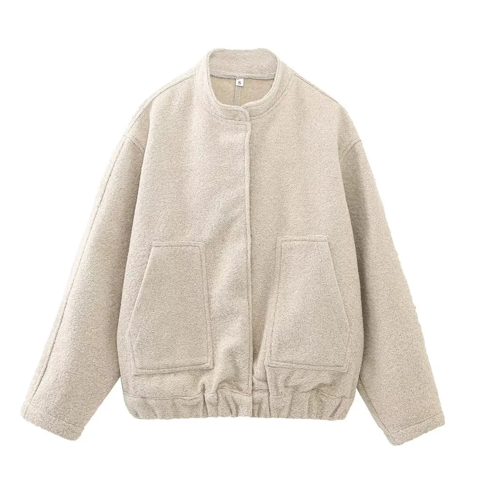 Loose Casual Street Stand Collar Hidden Coats