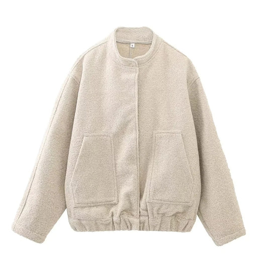 Loose Casual Street Stand Collar Hidden Coats