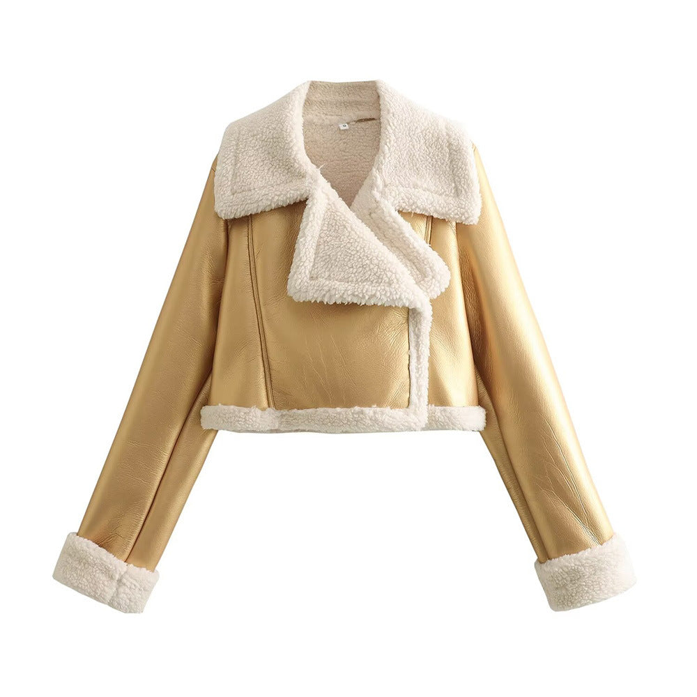 Women's Versatile Lapel Side Zipper Flight Jackets