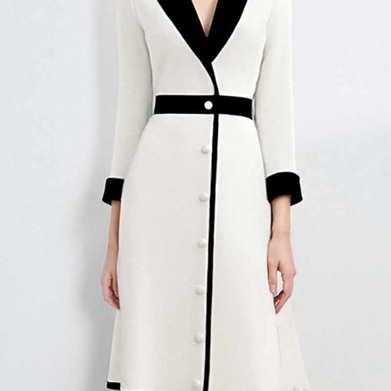 Contrast Colors Elegant Dress Temperament Commute Dresses