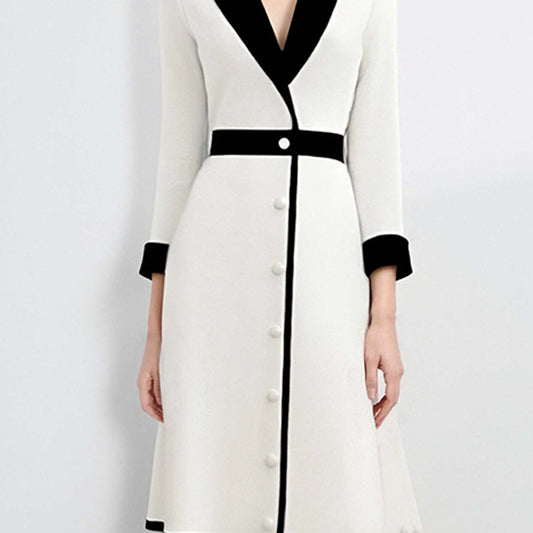 Contrast Colors Elegant Dress Temperament Commute Dresses
