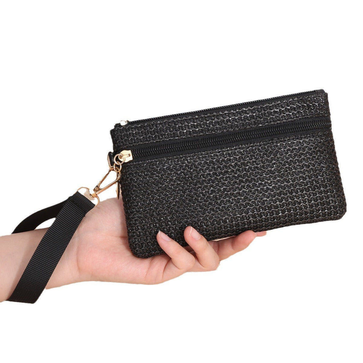Woven Clutch Storage Buggy Long Double Handbags