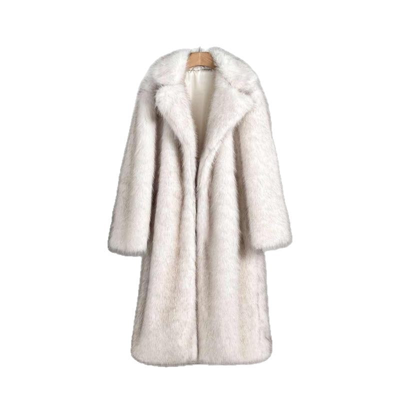 Women's Extended Imitation Fur Collar Overcoat Artificial Coats