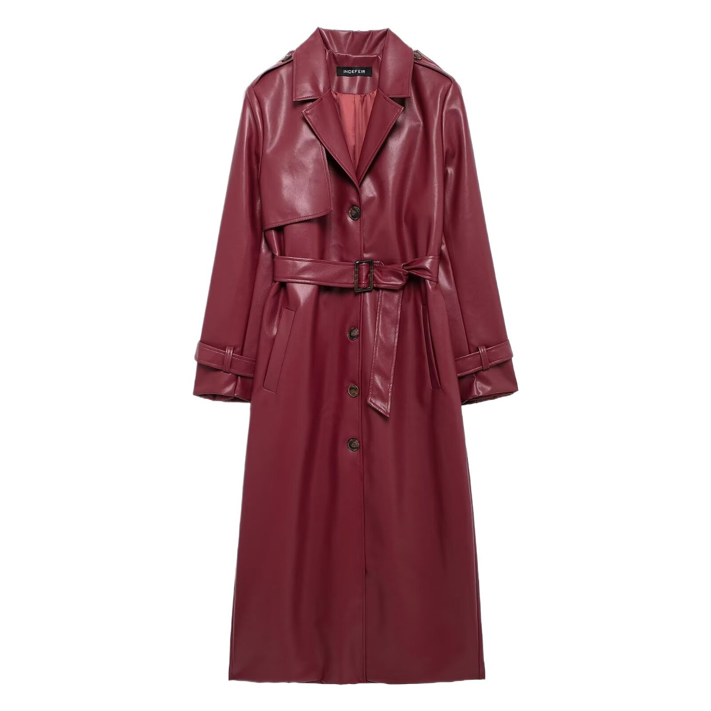 Women's Z Lapel With Belt Long Faux Coats