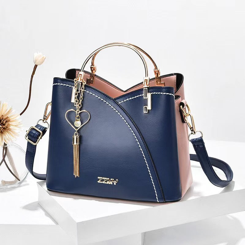 Women's Korean Style Contrast Color Quality Large Handbags