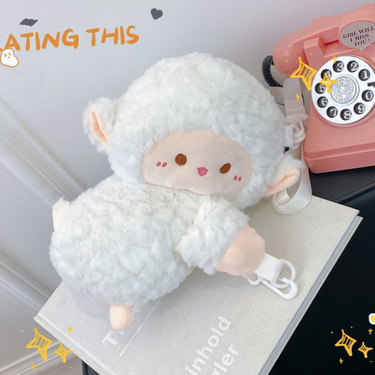 Super Lovely Soft Cute Lying Lamb Middle School Students' Schoolbags