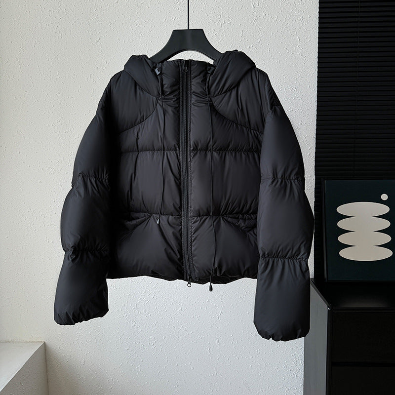 Women's Puff Fluffy Hooded Down Thickened White Duck Kendall Jackets