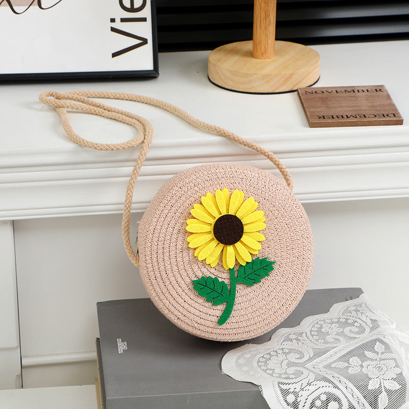 Summer Seaside Flower Straw Hand-woven Female Phone Bags