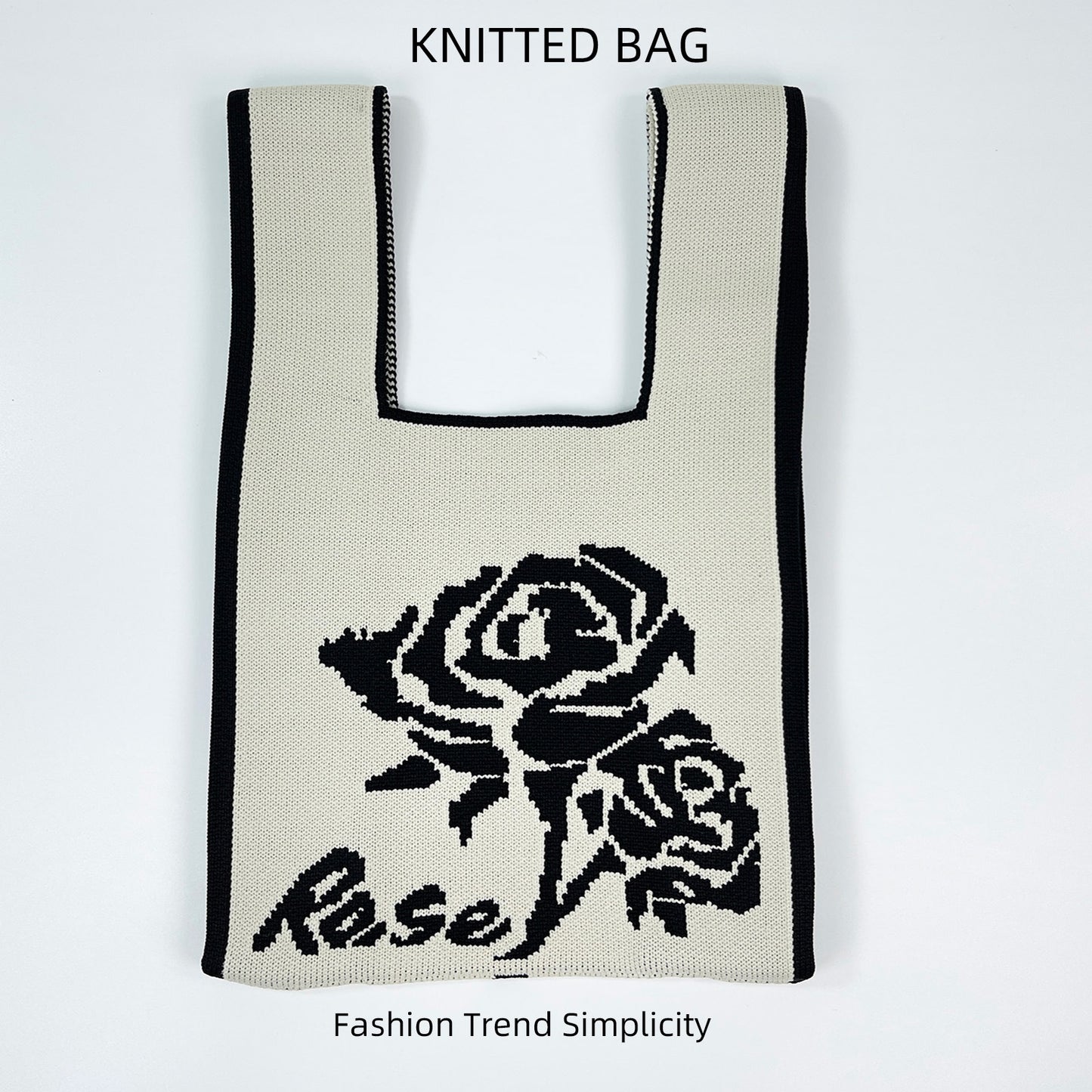 Women's Flower Knitted Large Capacity Totes Wrist Handbags