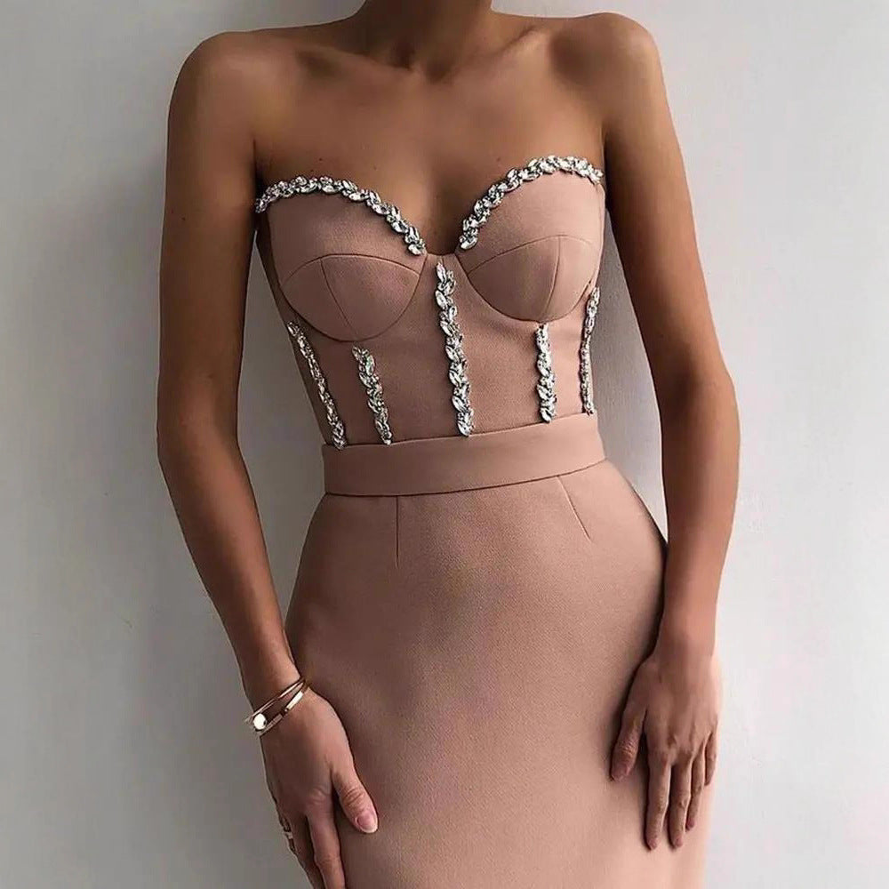Stylish Fashion Pink Dress Mid-length Group Dresses