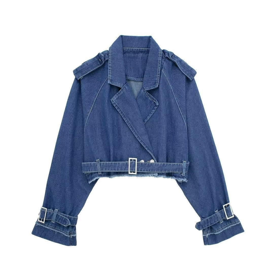 Women's Design Sense Niche Denim Trench Autumn Coats