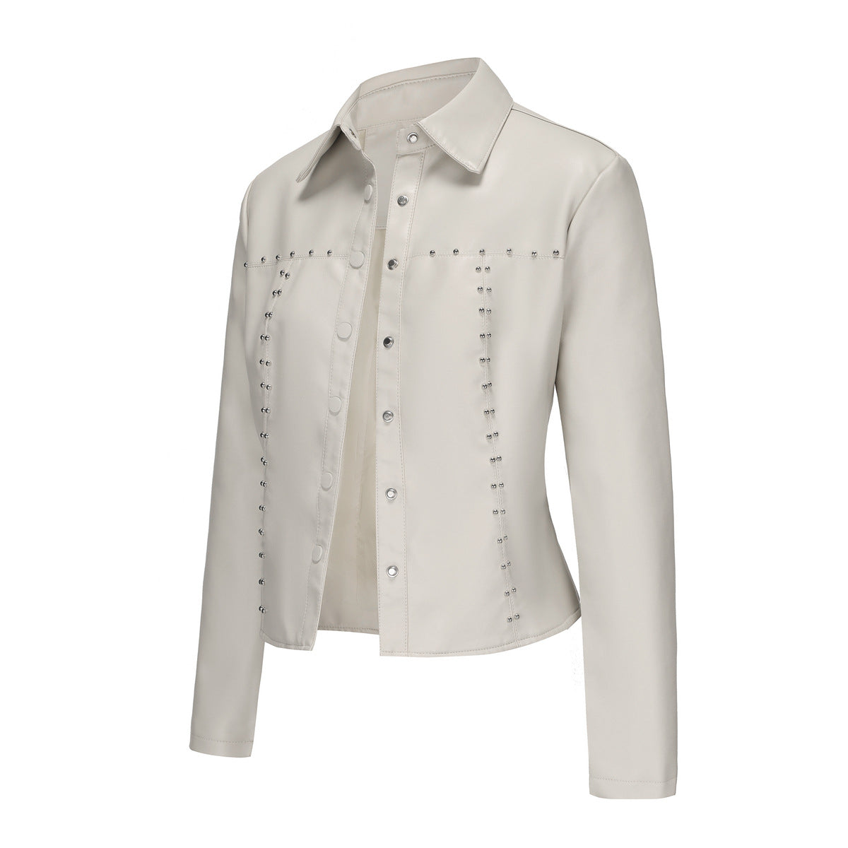 Women's Rivet Leather Button Fashion Popular Thin Jackets