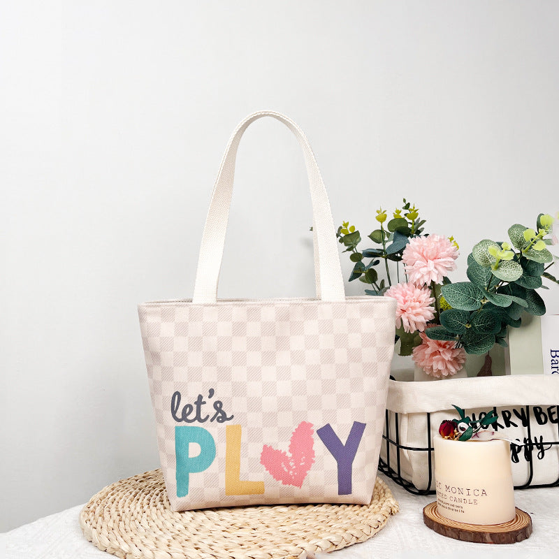 Letter Fashion Artistic Canvas Large Capacity Handbags