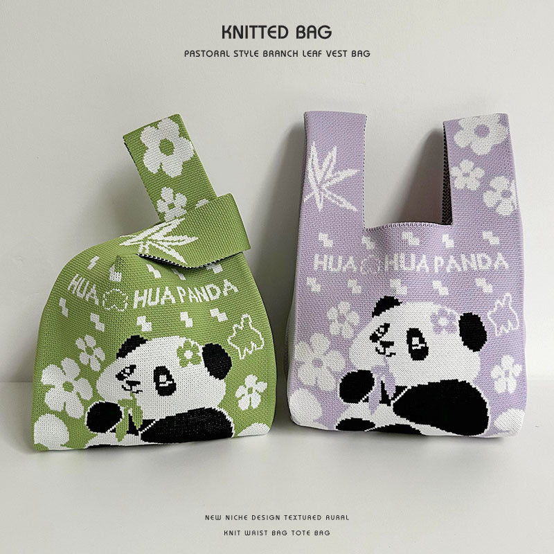 Female Cute Panda Cartoon Mobile Storage Handbags