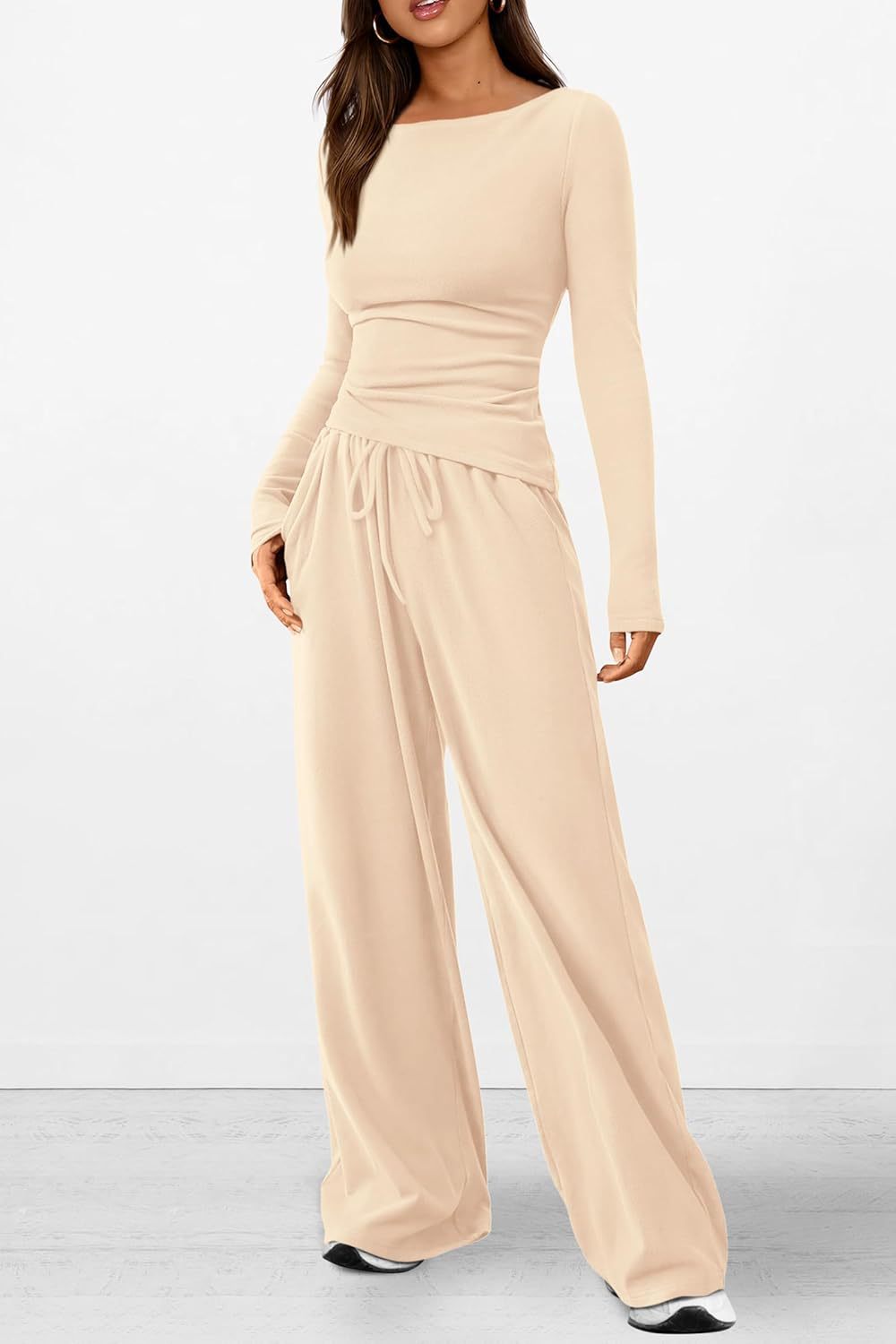 Autumn Asymmetric T-shirt Wide Leg Wear Fashion Casual Suit