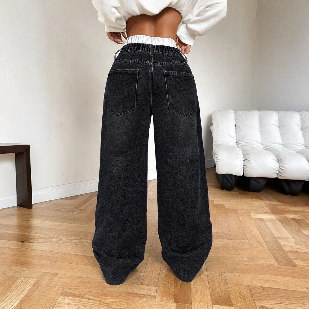 Women's Sexy Low Waist Substrate Loose Straight Jeans