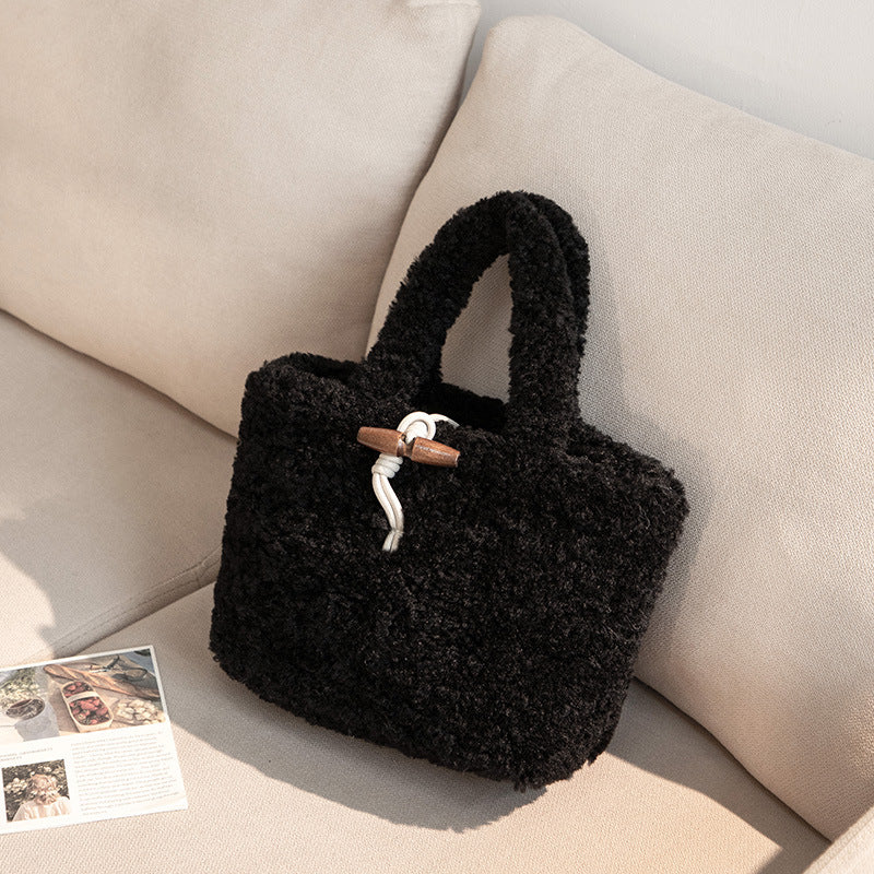 Korean Style Furry Lamb Carrying Niche Tote Bags