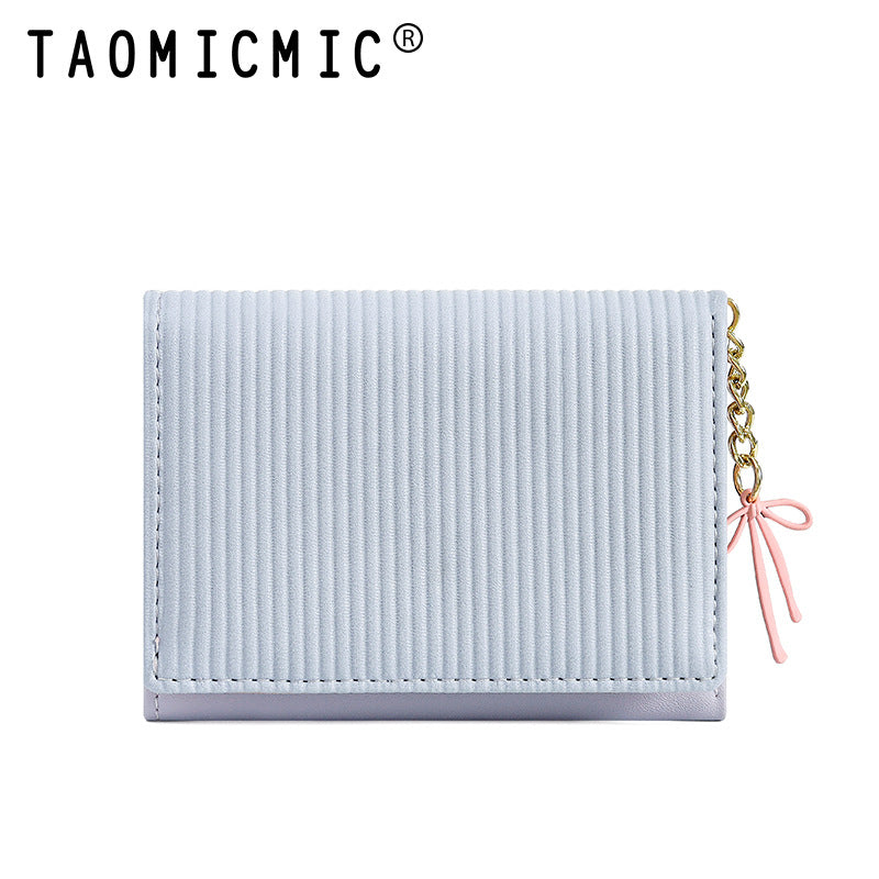 Women's Cute Short High-grade Three-fold Pendant Leather Ladies Wallets