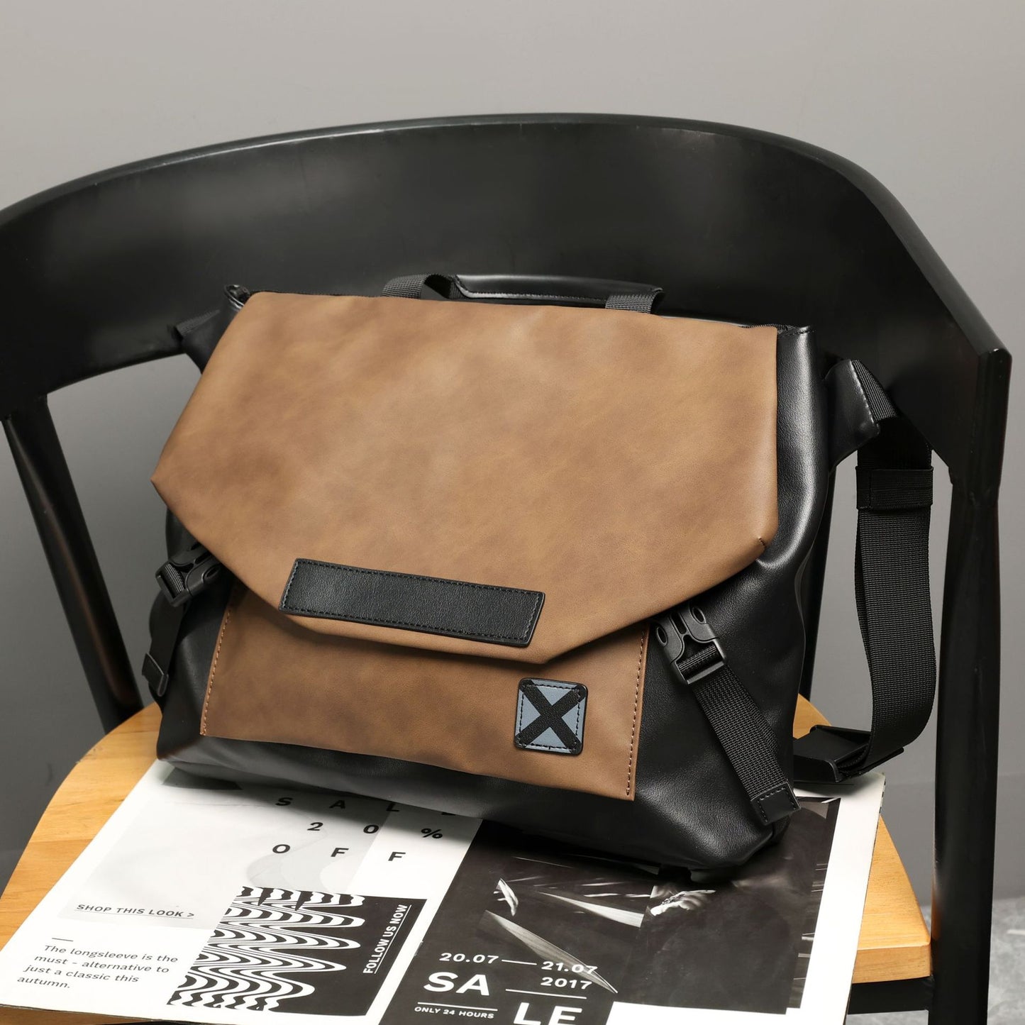 Men's Trendy Plaid Green Riding Computer Fashion Bags