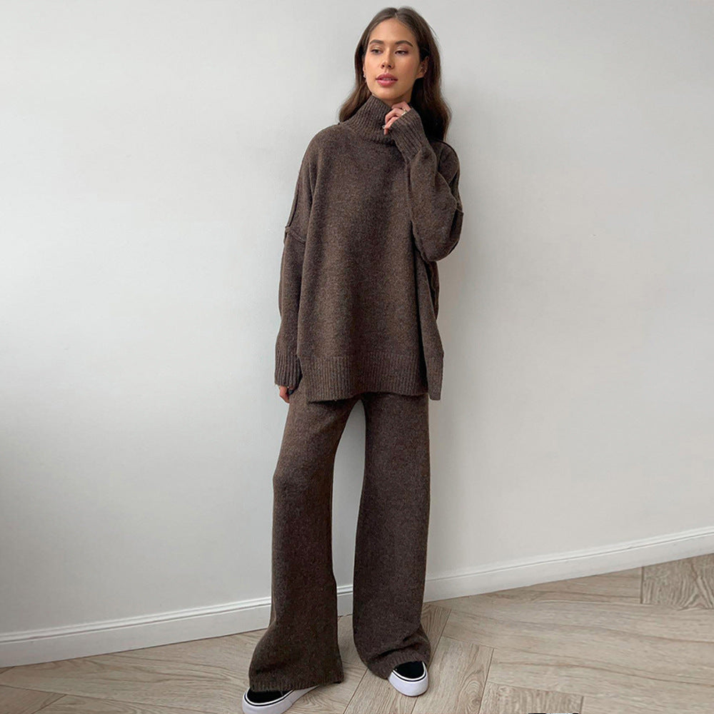 Women's Turtleneck Loose Casual Thickening Knitted Trousers Sweaters