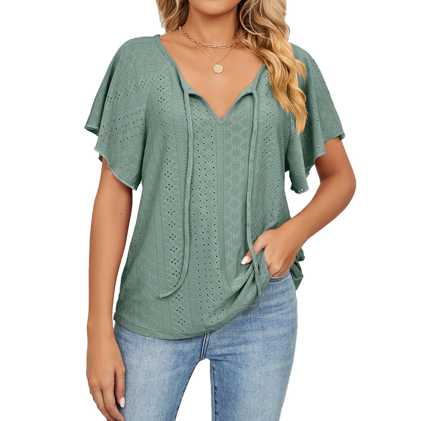 Unique Women's Solid Color Sleeve Loose Tops