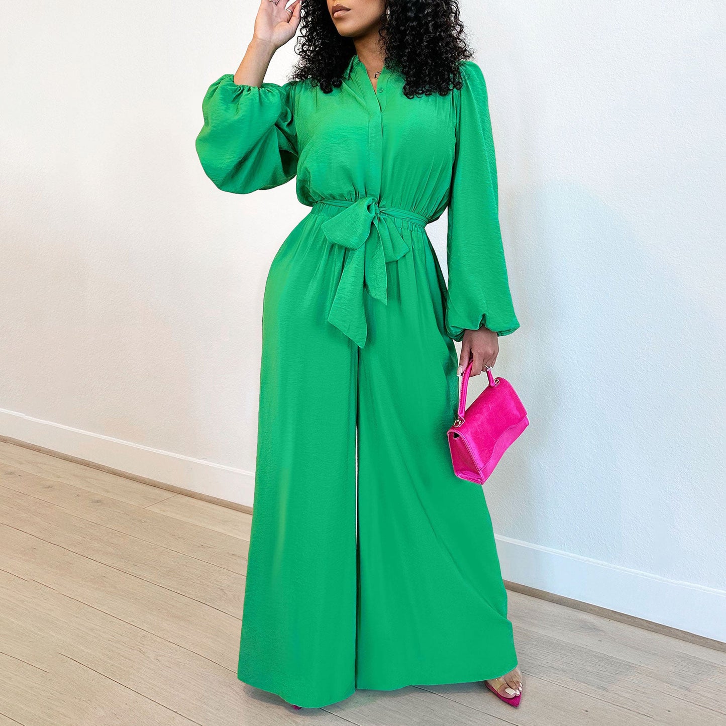 Women's Fashion Long Sleeve Solid Color High Women's Jumpsuit/clothing