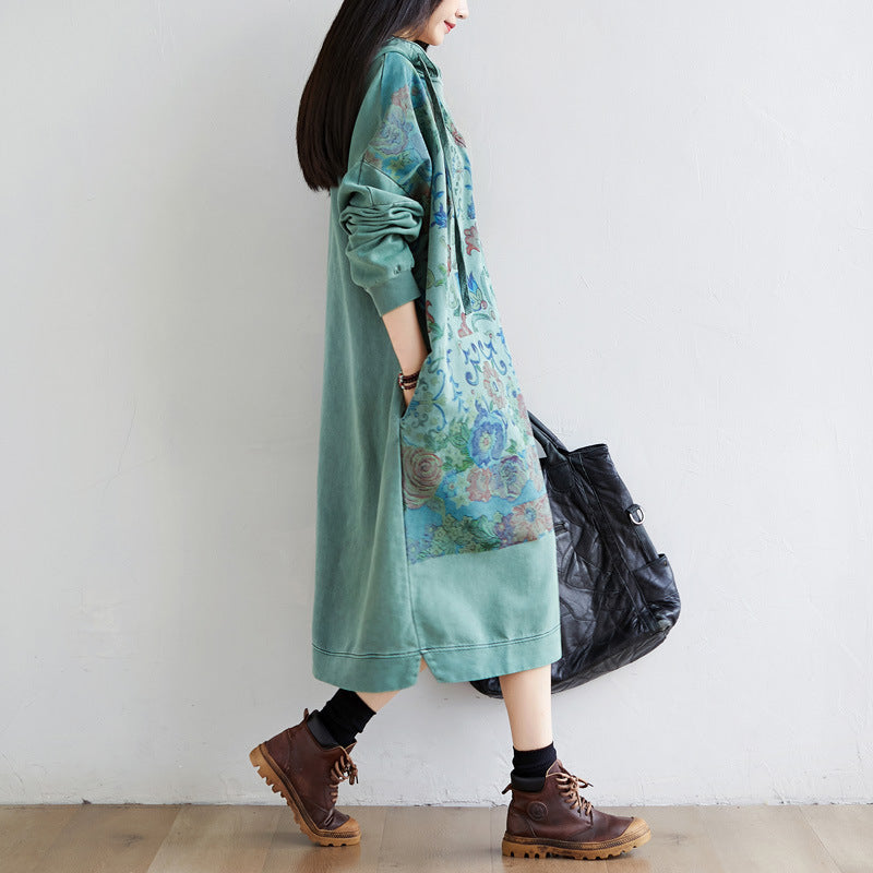 Distressed Stitching Sleeves Long Hoodie Large Slimming Sweaters