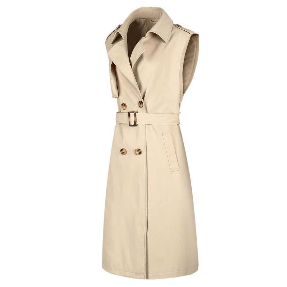 Women's Windbreaker Korean Style Slimming British Sleeveless Coats
