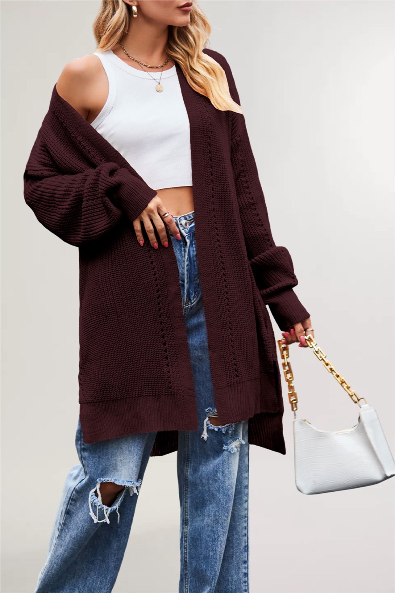 Women's Winter Autumn Solid Color Baggy Pocket Sweaters