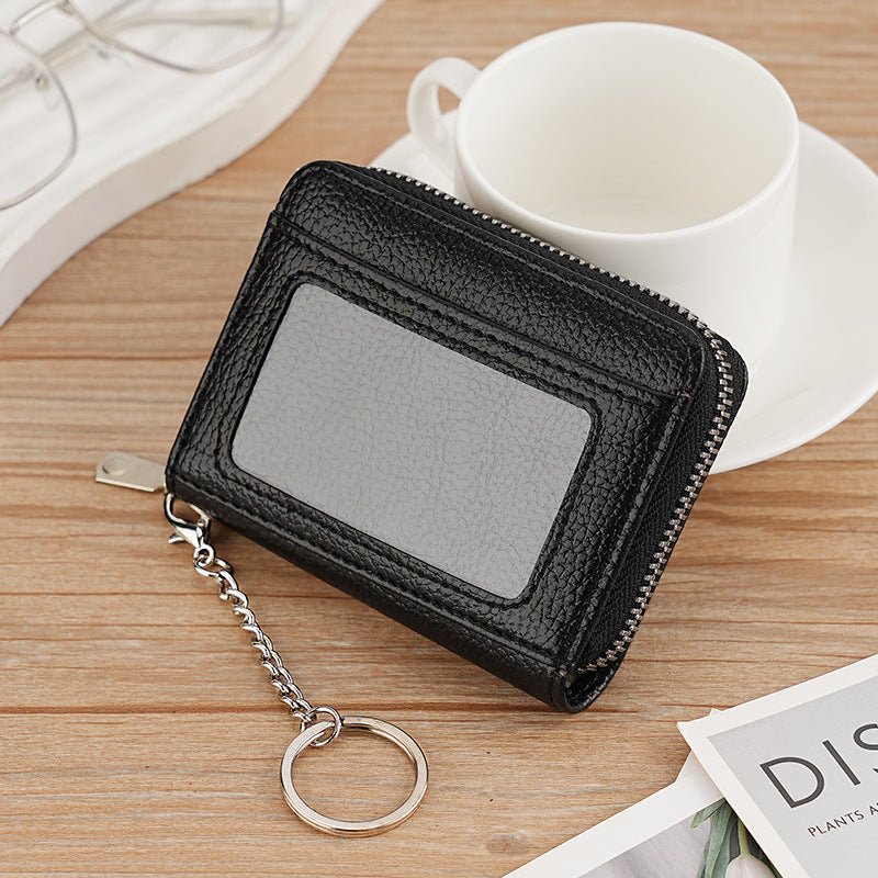 Women's Trendy Durable Zipper Credit Expanding Card Holder