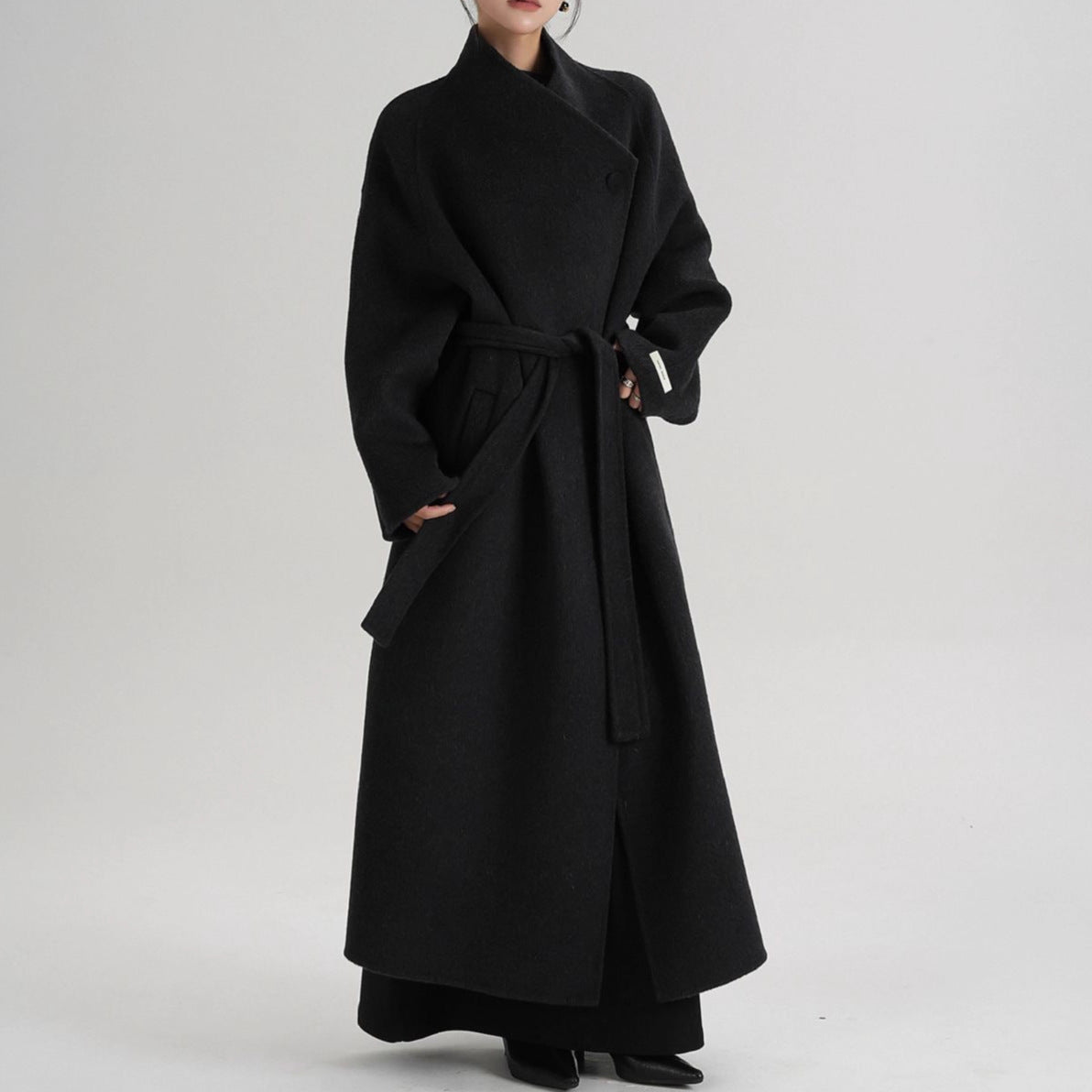 Women's Style Elegant Buckle Collar Wool Overcoat Coats