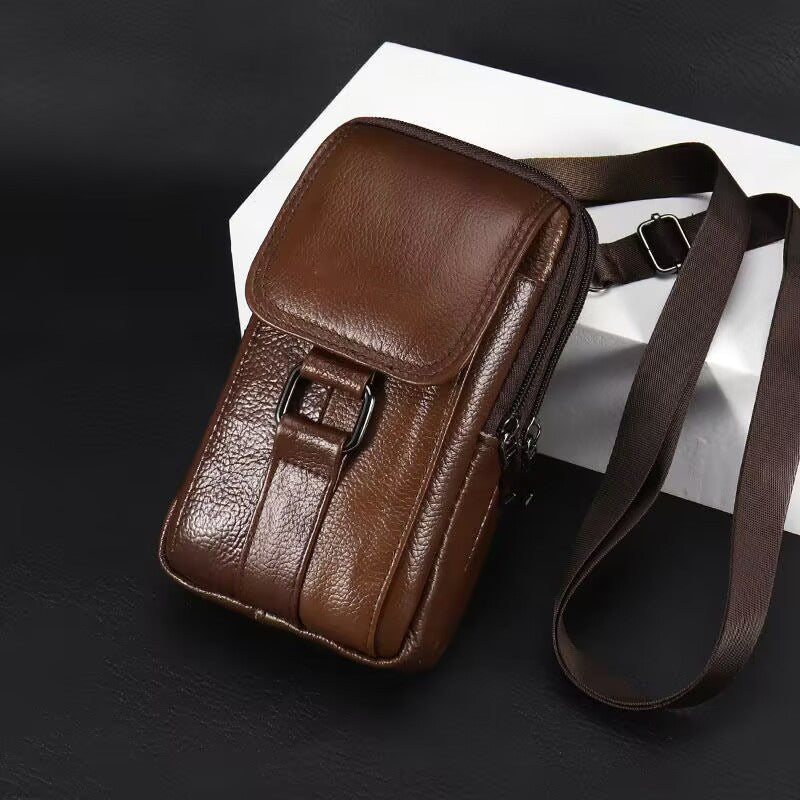 Men's Leather Multifunctional Fashion Waterproof Dustproof Change Phone Bags