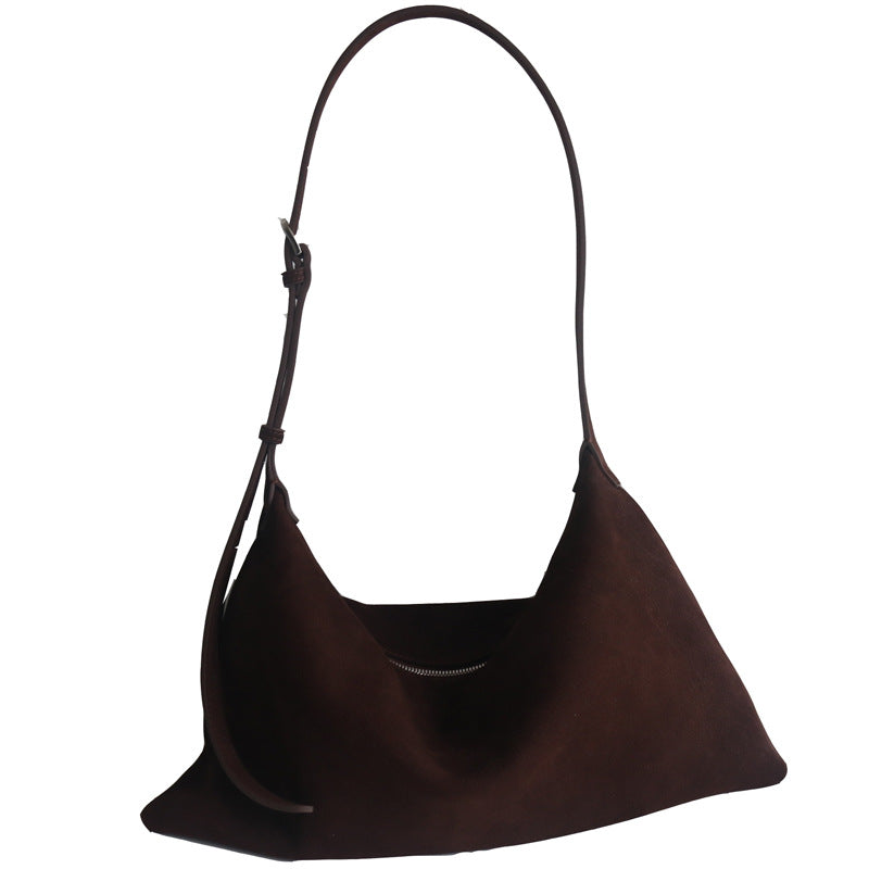 Women's Korean Soft Glutinous Suede Cattle Leather Armpit Bags