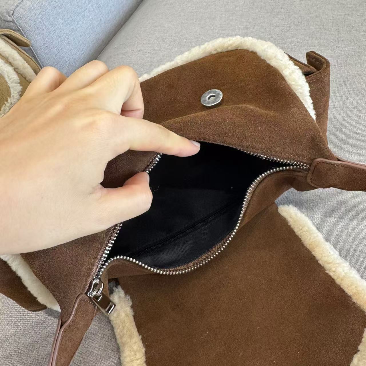 Wool Cowhide Underarm Real Frosted Hot Bags