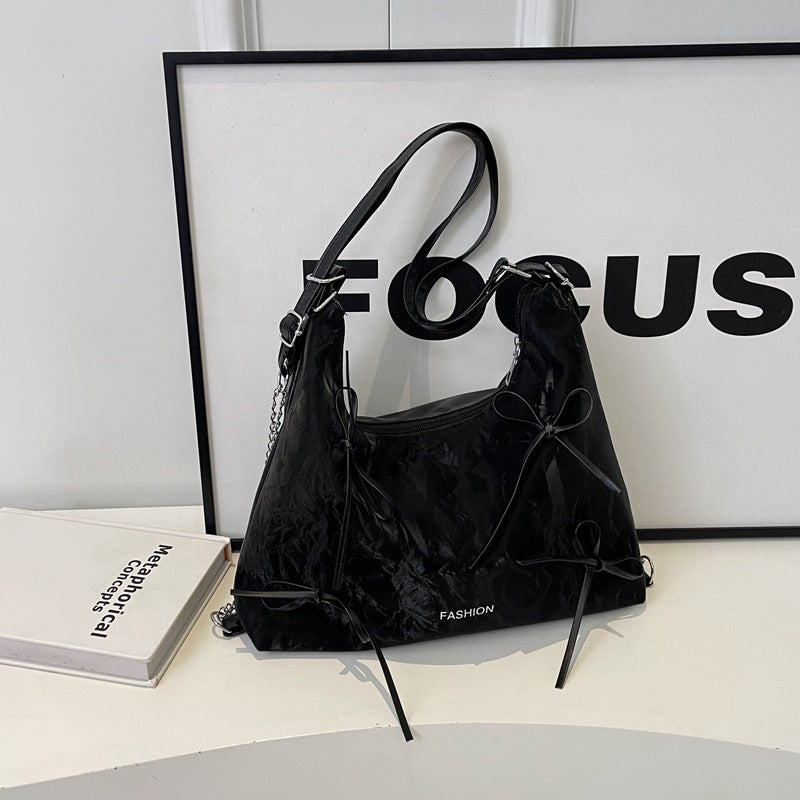 Bow Fashion Korean Gentle Textured Female Tote Bags