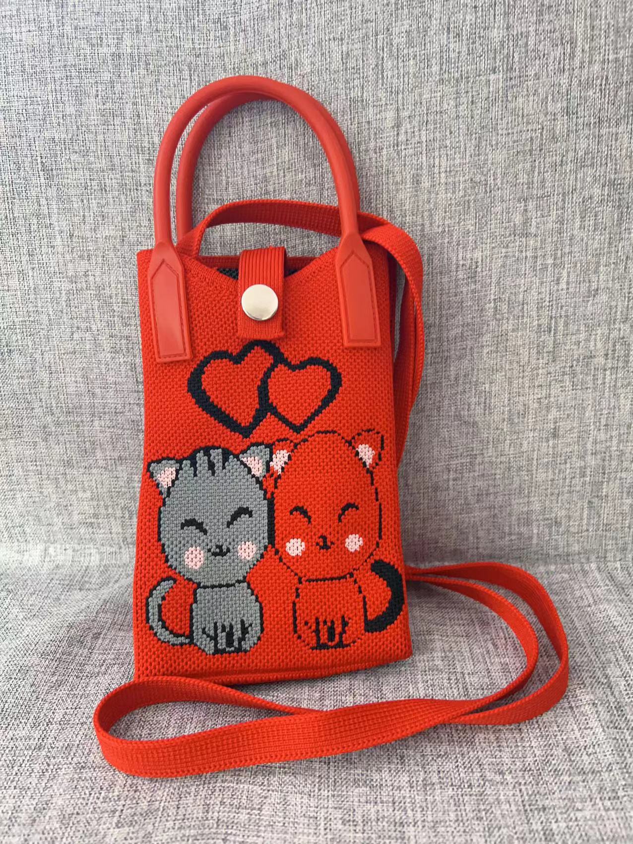 Cute Cartoon Knitted Korean Style Minority Phone Bags