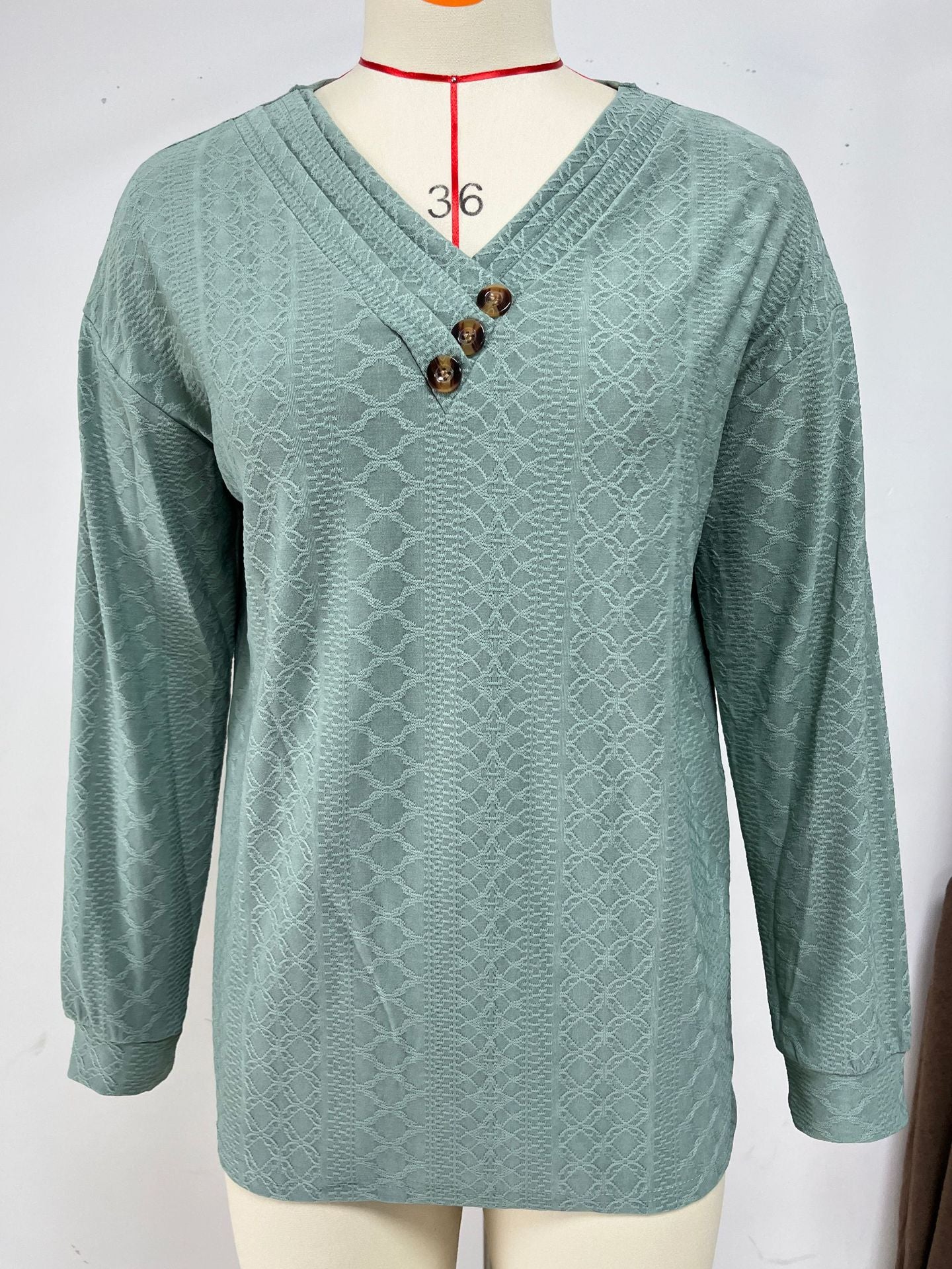 Women's Solid Color Button Loose Long-sleeved Clothing