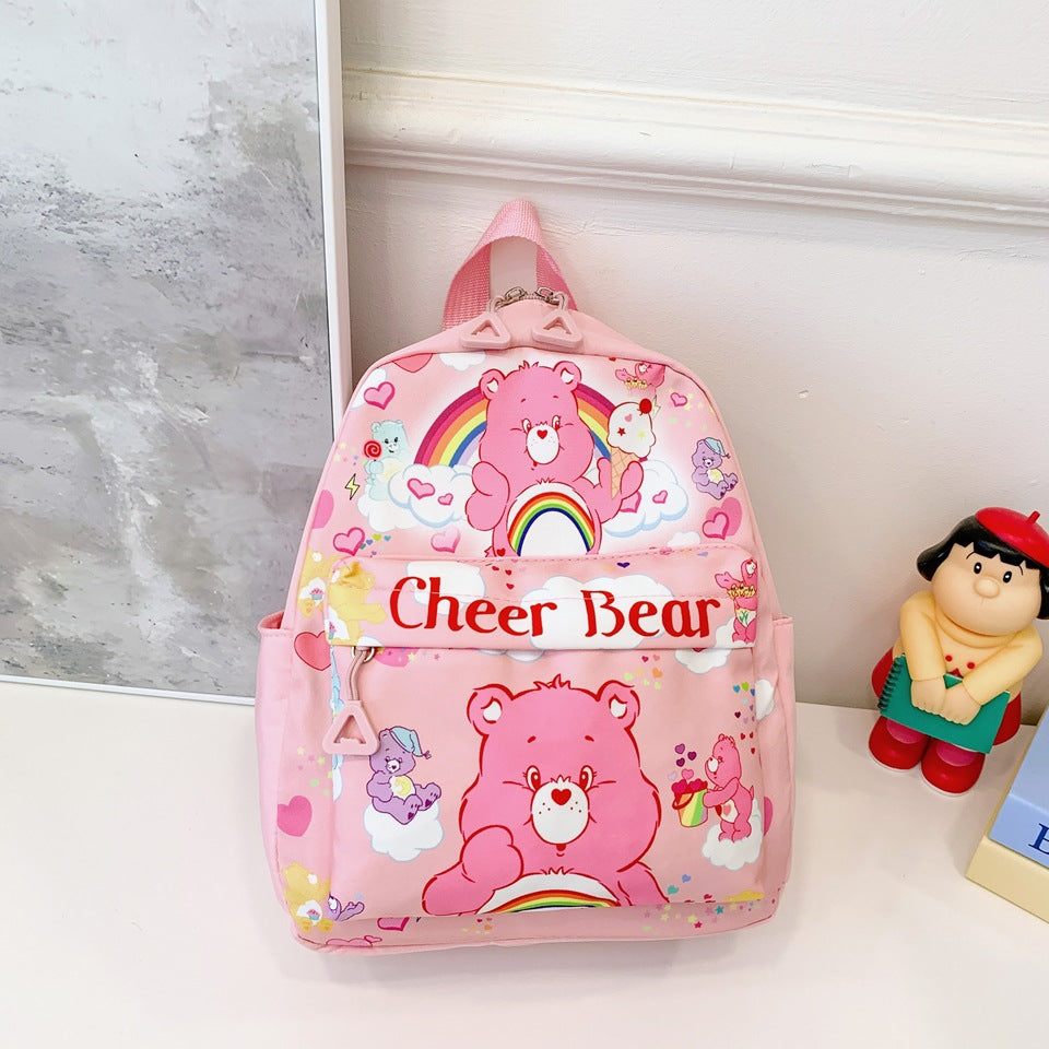Cartoon Rainbow Bear Boys Double Back Kindergarten School Bags