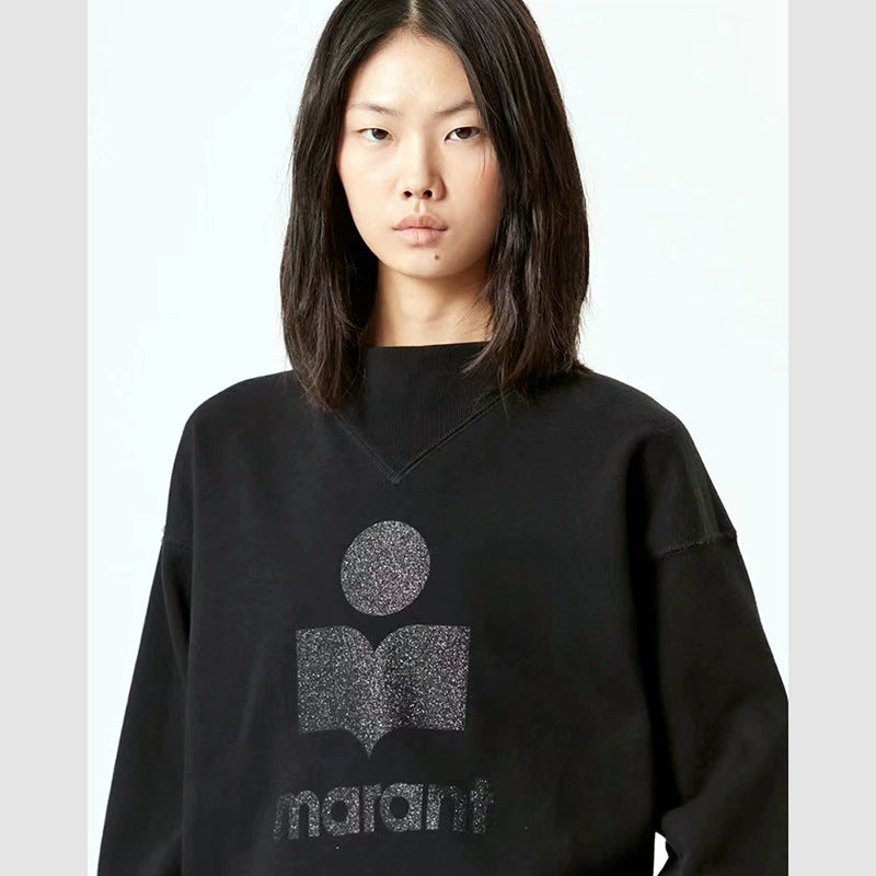 Women's Niche Classic Glitter Print Half Turtleneck Cotton Sweaters
