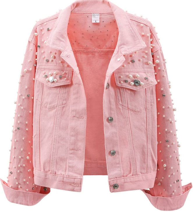 Women's Rivets Denim Long-sleeved Korean Loose Slimming Jackets