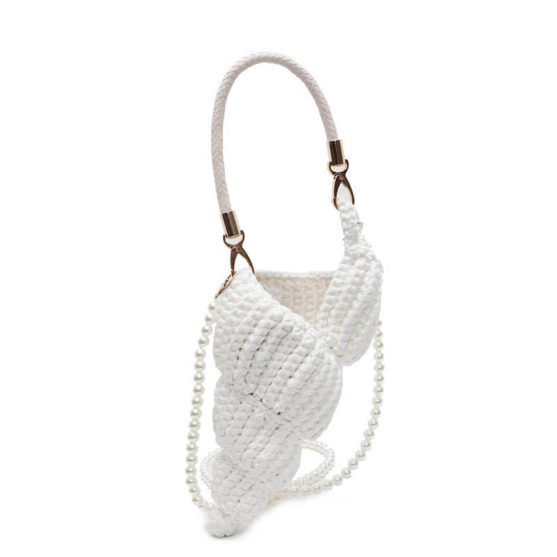 Women's Woven Seaside Conch Shell Strap Handbags