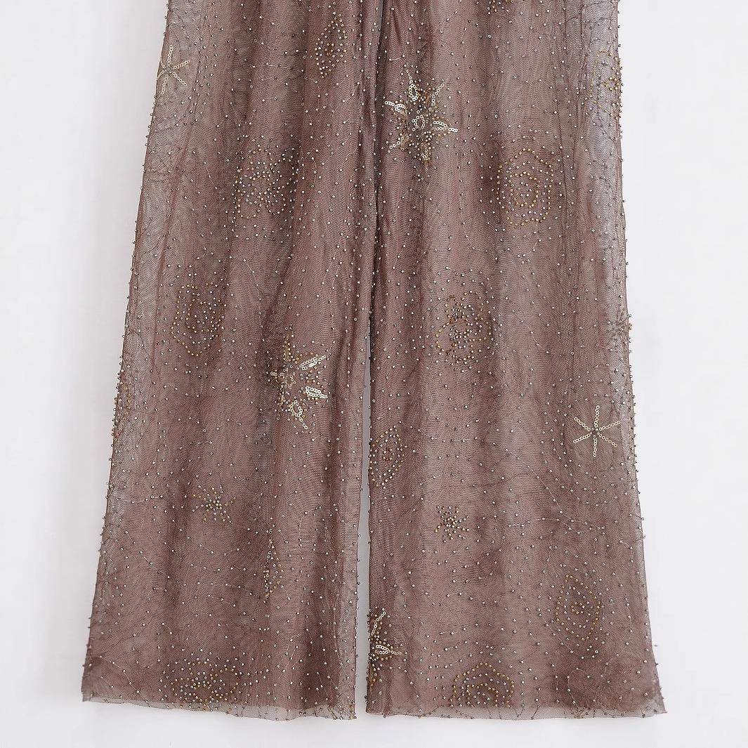Women's Hollow Out Summer Sequin Fashion Decorative Beaded Pants